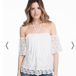 NWT WHBM off the shoulder white eyelet top